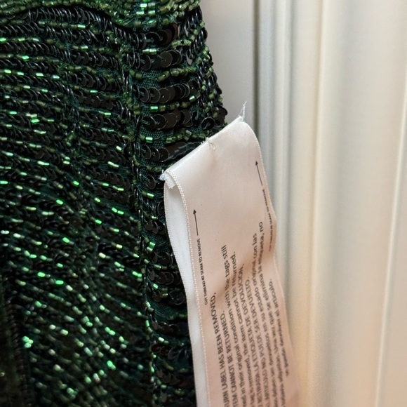 NWT Mac Duggal Cap 5441 Sleeve Sequined Evening Gown in Forest Green Size 14W - Picture 6 of 11
